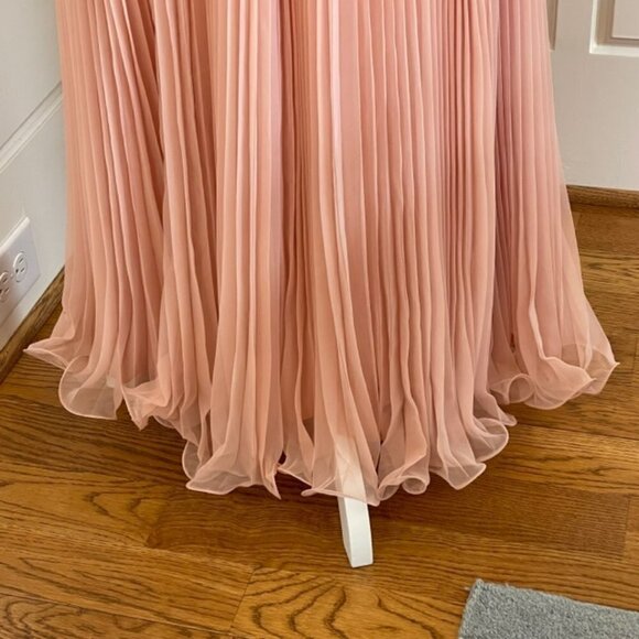 Vintage Miss Elliette 60's 70's Chiffon Micro Pleat Long Maxi Cocktail Dress XS - Picture 3 of 10